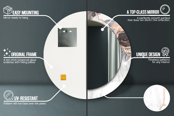 Kerek tükör keret nyomtatással Absztrakt folyadék