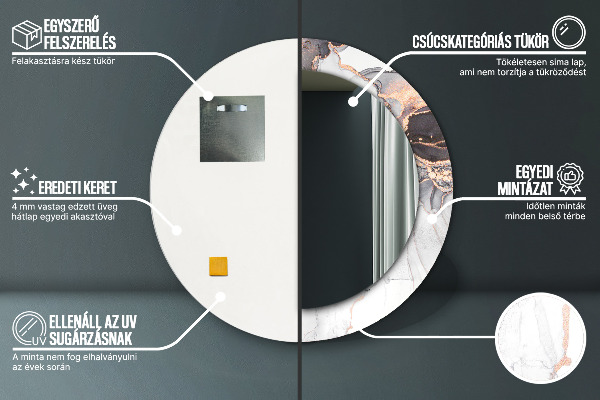 Kerek tükör keret nyomtatással Absztrakt folyadék