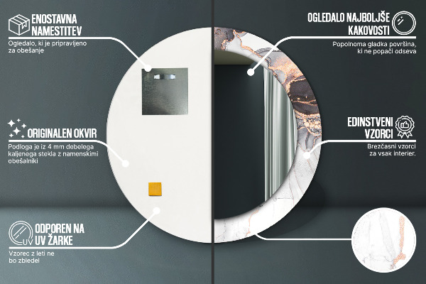 Kerek tükör keret nyomtatással Absztrakt folyadék