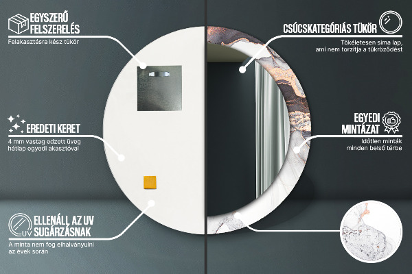 Kerek tükör keret nyomtatással Absztrakt folyadék