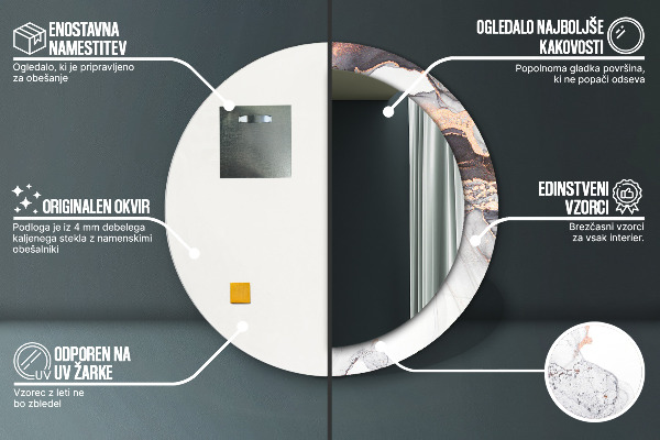 Kerek tükör keret nyomtatással Absztrakt folyadék