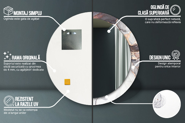 Kerek tükör keret nyomtatással Absztrakt folyadék