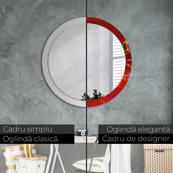Kerek díszes tükör Vörös márvány