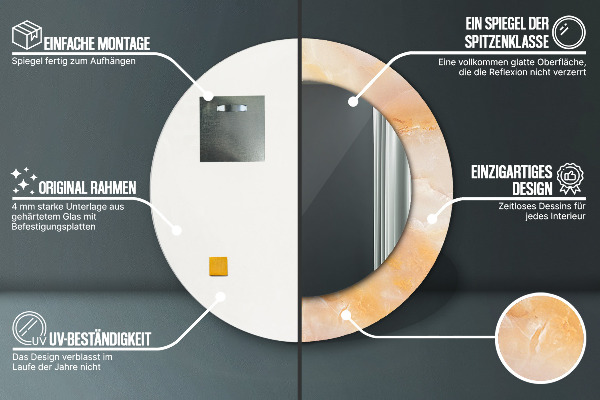 Kerek tükör fali dísz Ónix márvány