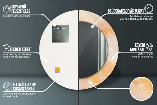 Kerek tükör fali dísz Ónix márvány