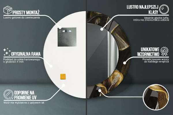 Kerek tükör keret nyomtatással Hibiszkusz virágok