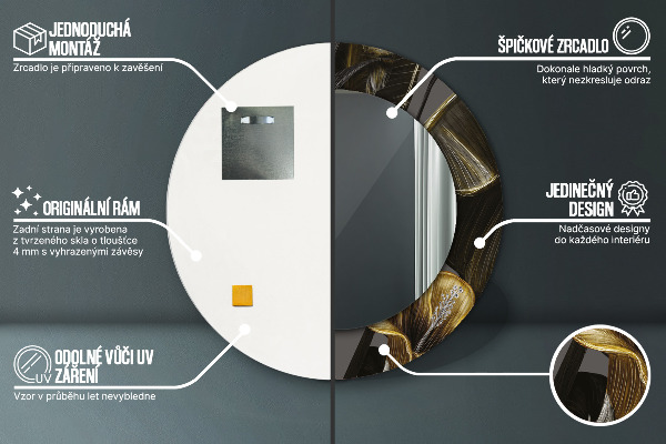 Kerek tükör keret nyomtatással Hibiszkusz virágok