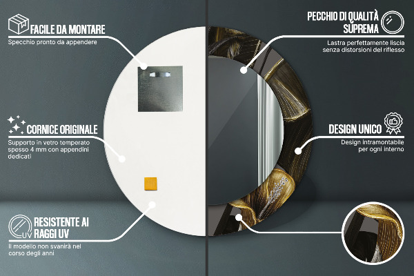 Kerek tükör keret nyomtatással Hibiszkusz virágok