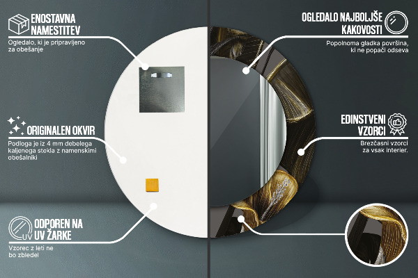 Kerek tükör keret nyomtatással Hibiszkusz virágok