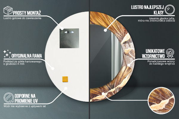 Kerek tükör fali dísz Arany levelek