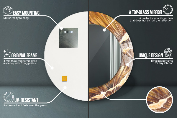 Kerek tükör fali dísz Arany levelek