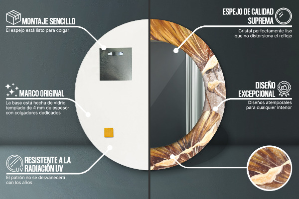 Kerek tükör fali dísz Arany levelek