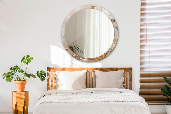 Kerek tükör fali dísz Arany levelek