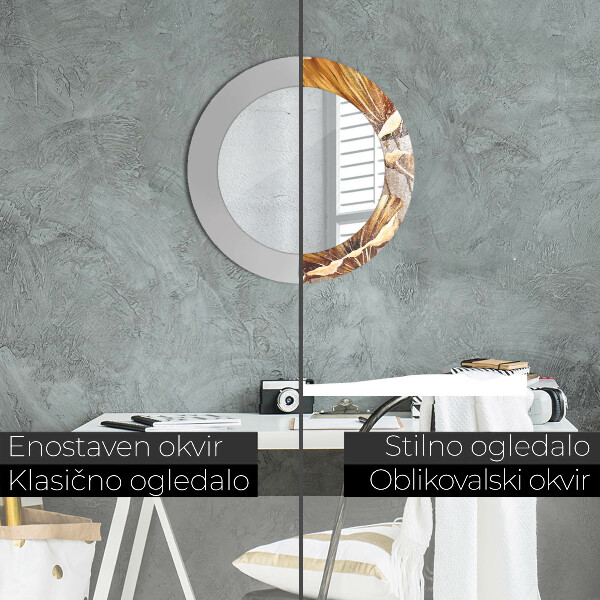 Kerek tükör fali dísz Arany levelek