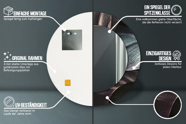 Kerek tükör díszítéssel Sötét trópusi levelek