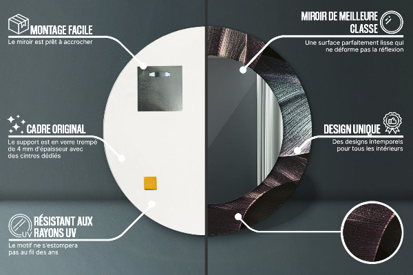 Kerek tükör díszítéssel Sötét trópusi levelek