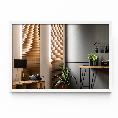 Modern fali tükör fehér keretes tükör 60x40 cm