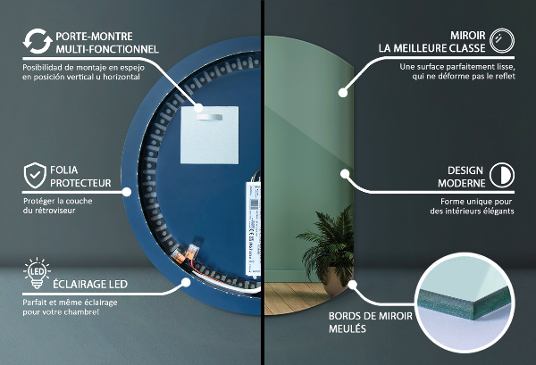 Szokatlan forma tükör led világítással dekoratív 74x90 cm