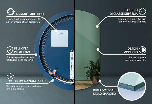 Szokatlan forma tükör led világítással dekoratív 74x90 cm