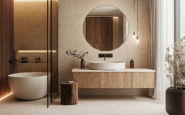 Sokszögű tükör esztétikai 80x80 cm