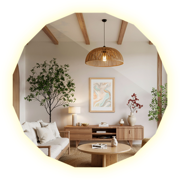 Sokszögű tükör LED 60x60 cm