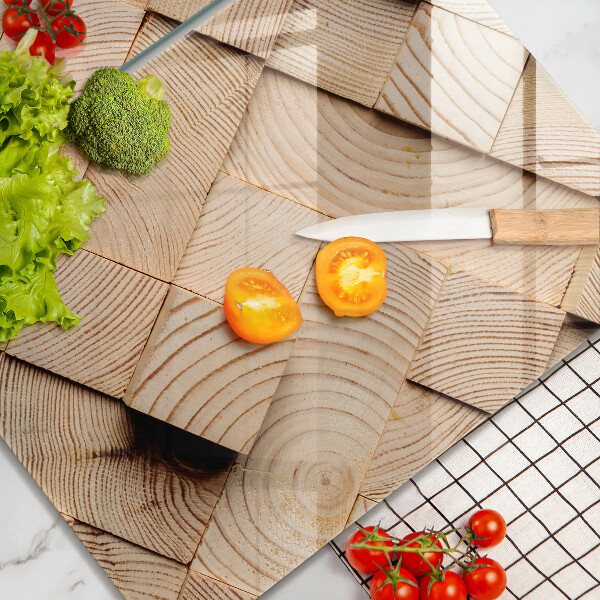 Főzőlap védő üveglap Fa négyzetek