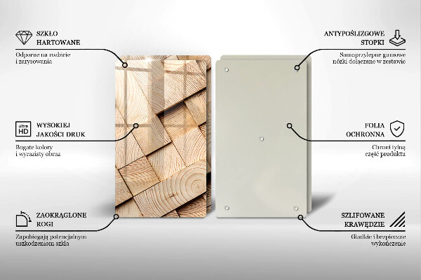 Főzőlap védő üveglap Fa négyzetek