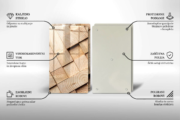 Főzőlap védő üveglap Fa négyzetek