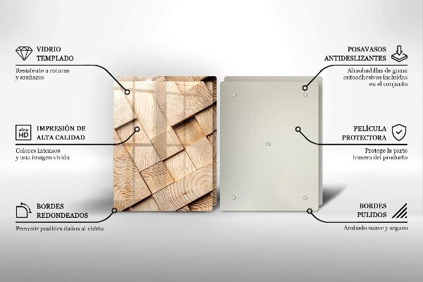 Főzőlap védő üveglap Fa négyzetek