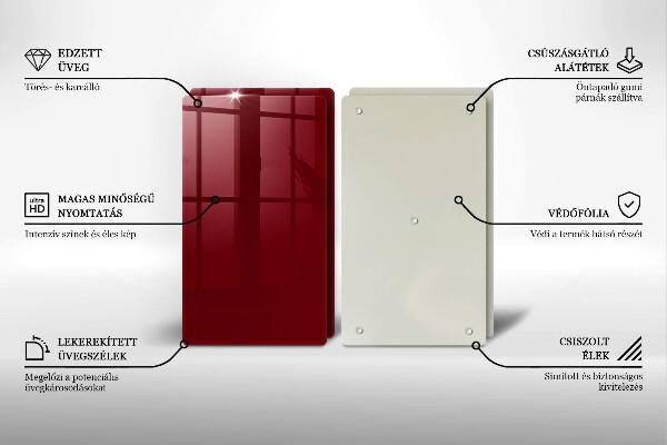 Főzőlap védő üveglap Bordó színű