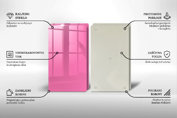 Főzőlap védő üveglap Rózsaszín szín