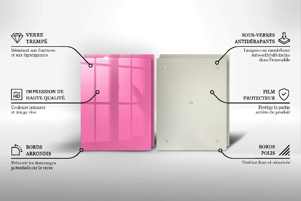 Főzőlap védő üveglap Rózsaszín szín