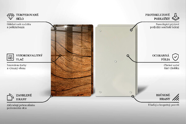 Főzőlap védő üveglap Fa tábla textúra