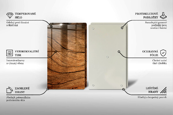 Főzőlap védő üveglap Fa tábla textúra