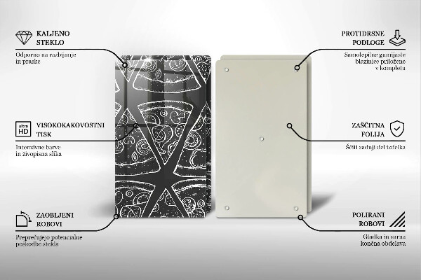 Főzőlap védő üveglap Pizza illusztráció