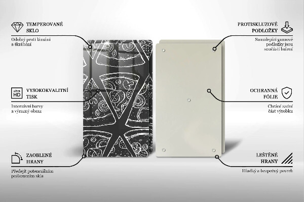 Főzőlap védő üveglap Pizza illusztráció