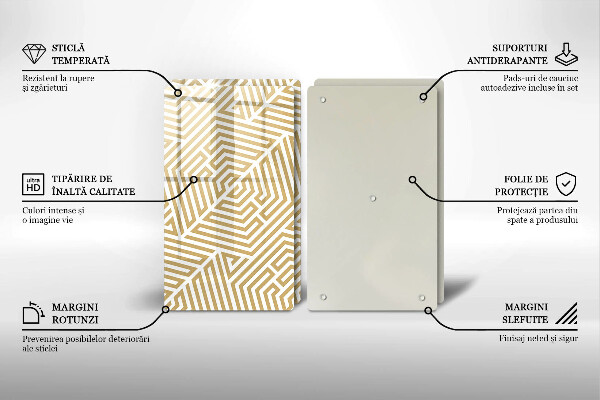 Főzőlap védő üveglap Geometriai vonalak