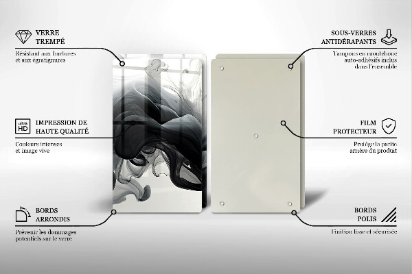 Főzőlap védő üveglap Fekete füst Absztrakció