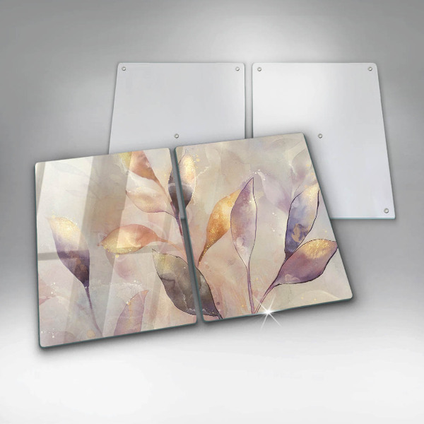 Főzőlap védő üveglap Festett boho levelek