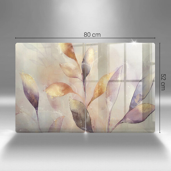 Főzőlap védő üveglap Festett boho levelek