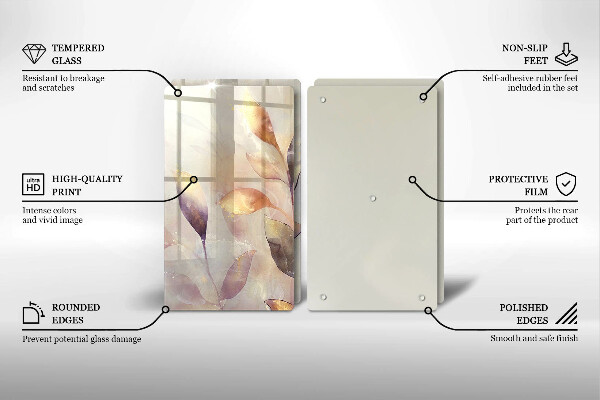 Főzőlap védő üveglap Festett boho levelek