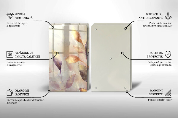 Főzőlap védő üveglap Festett boho levelek