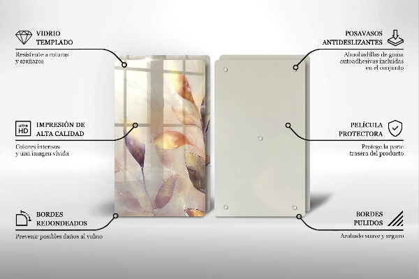 Főzőlap védő üveglap Festett boho levelek