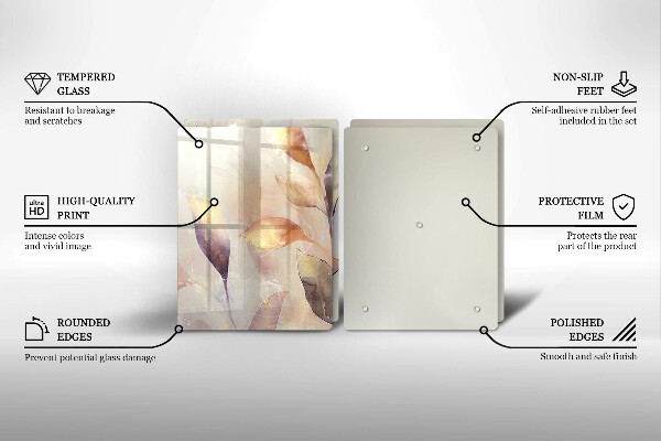 Főzőlap védő üveglap Festett boho levelek