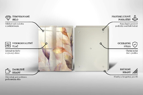 Főzőlap védő üveglap Festett boho levelek