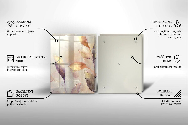 Főzőlap védő üveglap Festett boho levelek