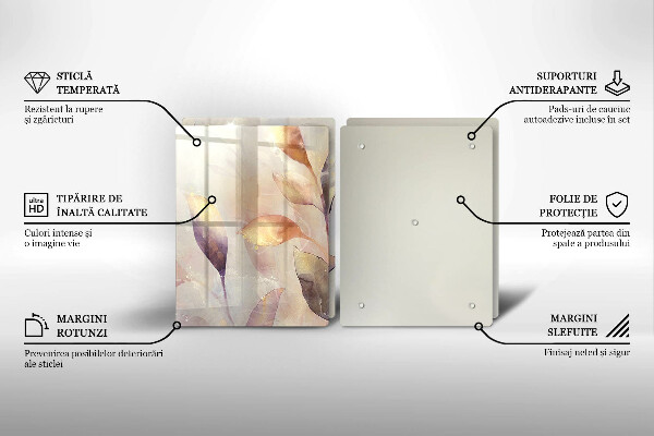 Főzőlap védő üveglap Festett boho levelek