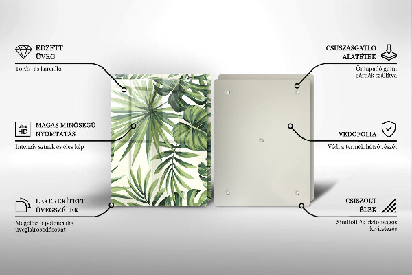 Főzőlap védő üveglap Monstera levelek illusztráció