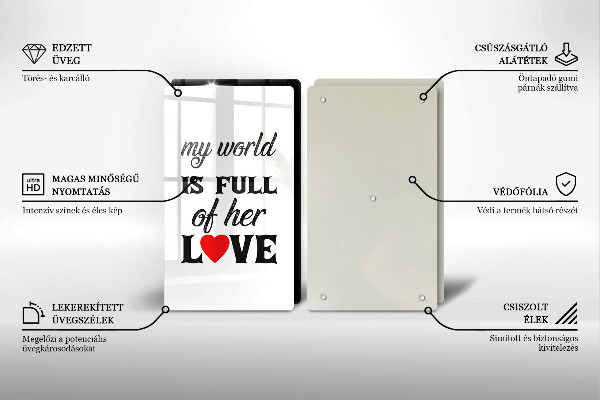 Főzőlap védő üveglap Felirat mondat