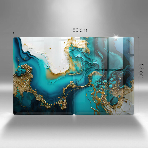 Főzőlap védő üveglap Türkiz absztrakció